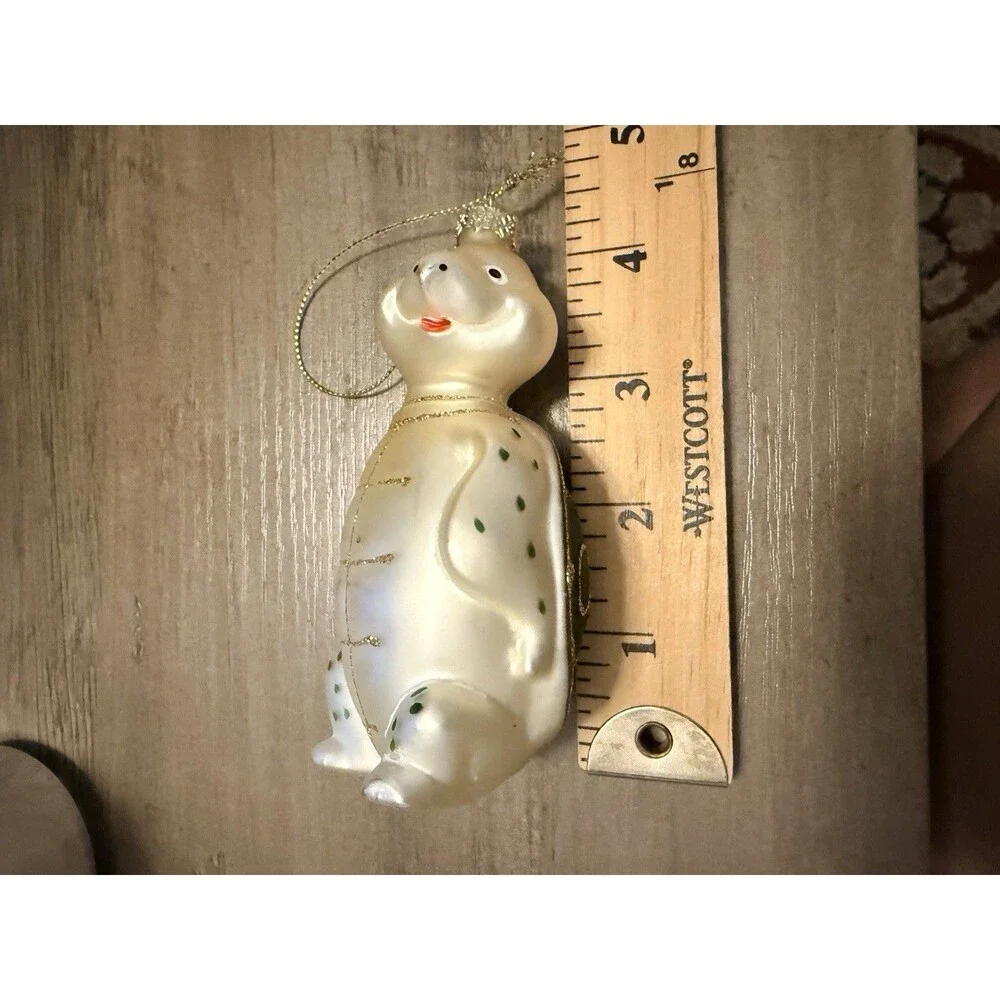 Blown Glass Turtle Christmas Ornament Hand Painted Glitter 4.5